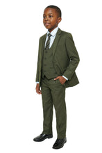 Load image into Gallery viewer, "Huntington" Stacy Adams Kids Olive Suit (5-Piece Set)