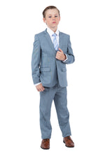 Load image into Gallery viewer, Perry Ellis "Sharkskin Swagger" Kids Smoke Blue Suit (5-Piece Set)