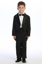 Load image into Gallery viewer, Tip Top Kids &quot;Oliver&quot; Kids Black Peak Tuxedo Tail (5-Piece Set)