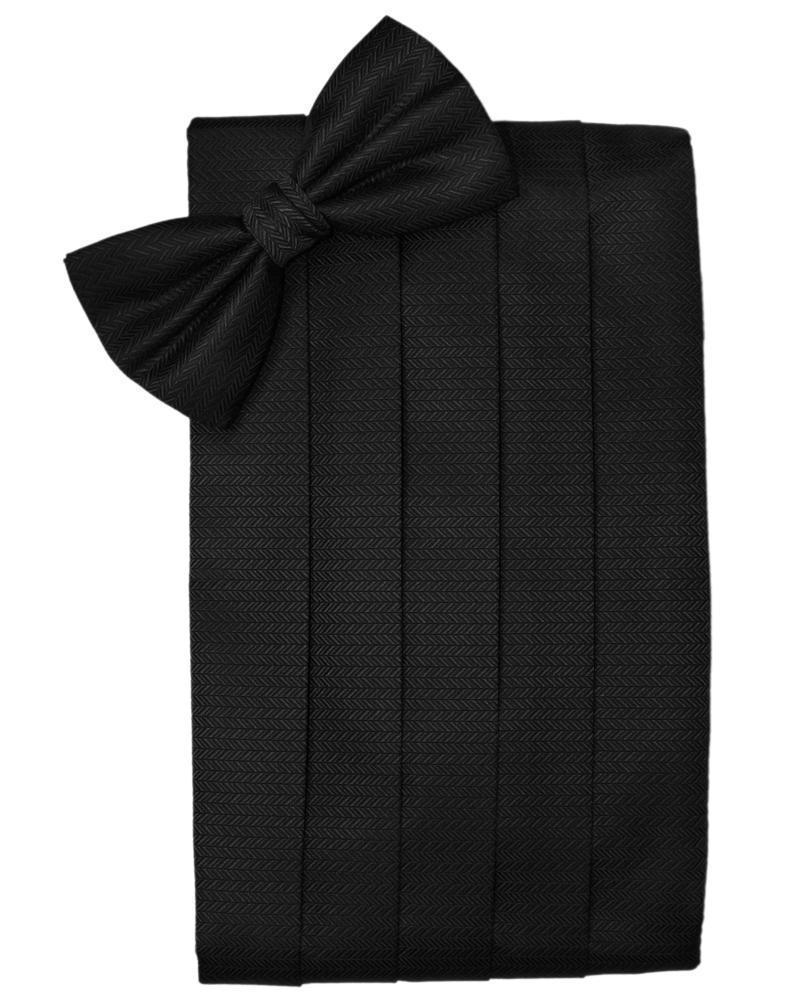 Cardi Black Herringbone Kids Cummerbund