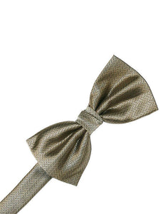 Cardi Champagne Herringbone Kids Bow Tie