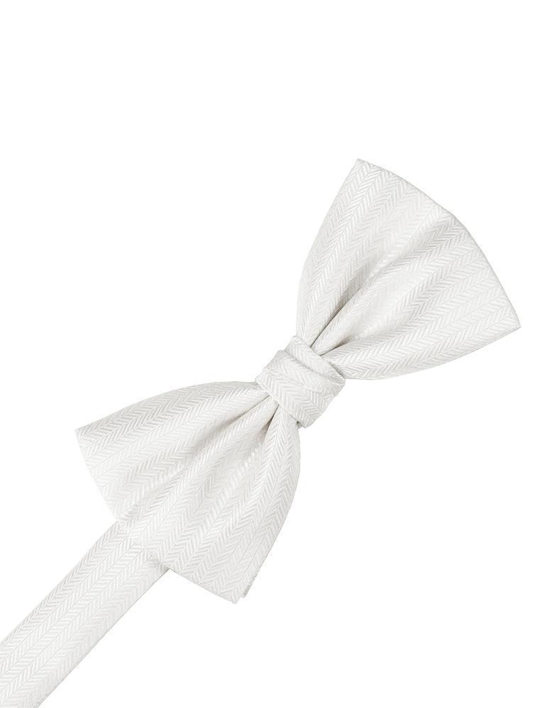 Cardi Diamond White Herringbone Kids Bow Tie