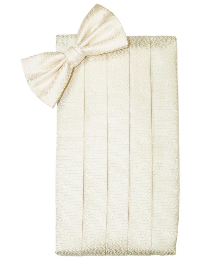 Cardi Ivory Herringbone Kids Cummerbund