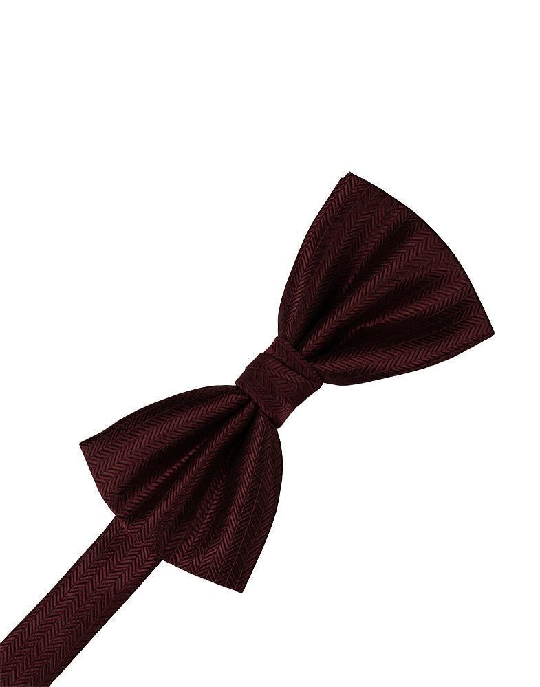 Cardi Merlot Herringbone Kids Bow Tie