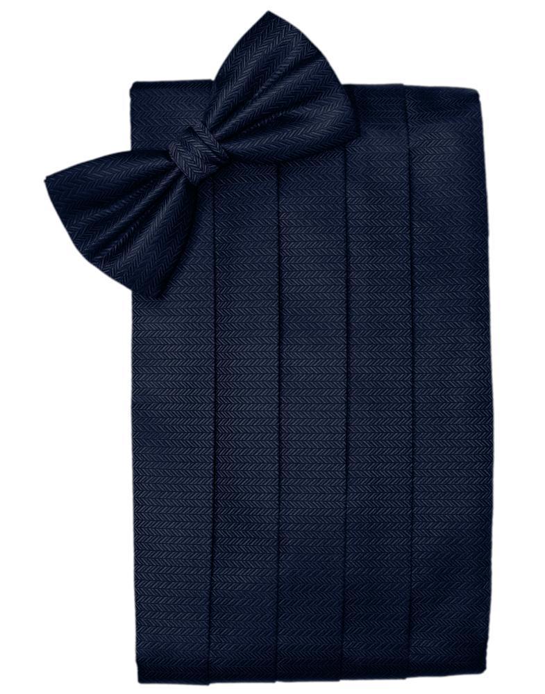 Cardi Navy Herringbone Kids Cummerbund