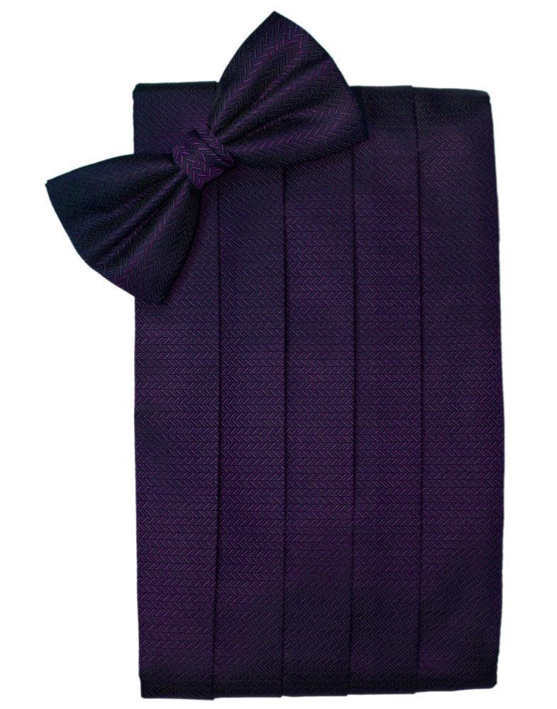 Cardi Plum Herringbone Kids Cummerbund