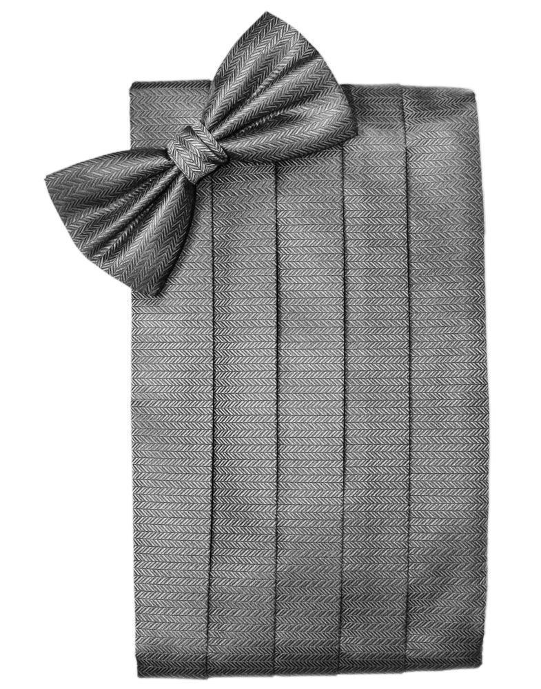 Cardi Silver Herringbone Kids Cummerbund