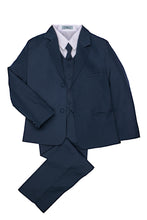 Load image into Gallery viewer, Little Tuxedos &quot;Mason&quot; Kids Navy Suit (5-Piece Set)