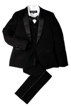 Load image into Gallery viewer, BLACKTIE &quot;London&quot; Kids Onyx Black Tuxedo (5-Piece Set)