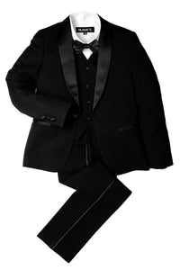 BLACKTIE "London" Kids Onyx Black Tuxedo (5-Piece Set)