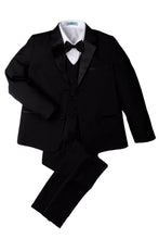 Load image into Gallery viewer, Little Tuxedos &quot;Prodigy&quot; Kids Black Tuxedo (5-Piece Set)