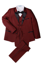 Load image into Gallery viewer, Little Tuxedos &quot;Prodigy&quot; Kids Burgundy Tuxedo (5-Piece Set)