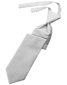 Cardi Silver Solid Twill Kids Necktie
