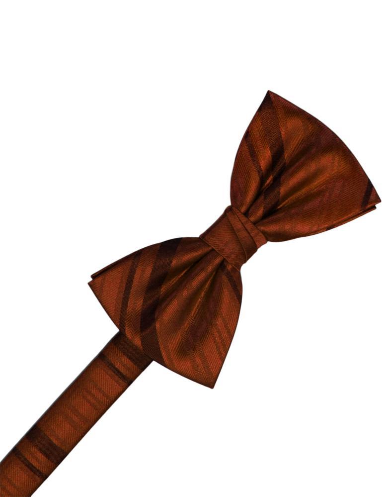 Cardi Cognac Striped Satin Kids Bow Tie