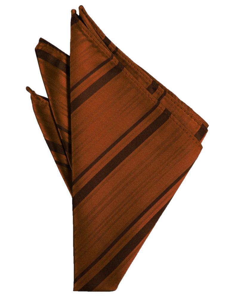 Cardi Cognac Striped Satin Pocket Square