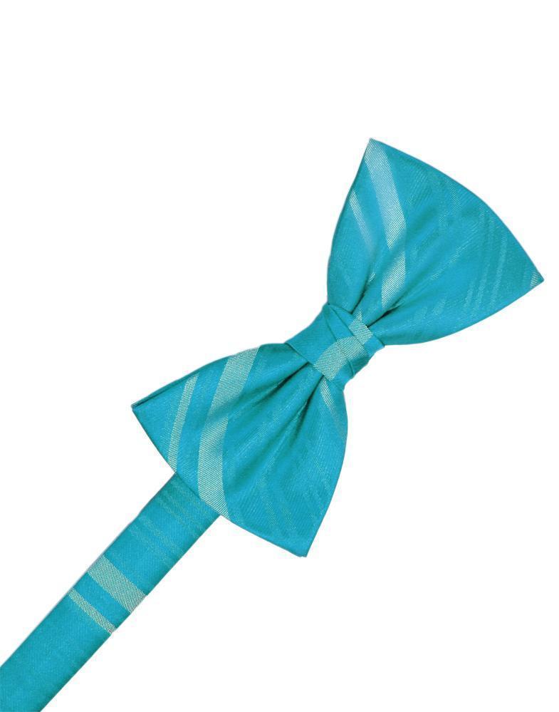 Cardi Turquoise Striped Satin Kids Bow Tie