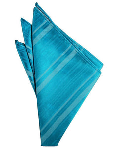 Cardi Turquoise Striped Satin Pocket Square