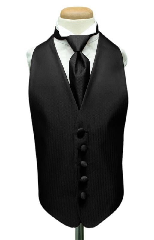 Cardi Black Herringbone Kids Tuxedo Vest