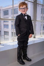 Load image into Gallery viewer, Little Tuxedos &quot;Princeton&quot; Kids Black Tuxedo (5-Piece Set)