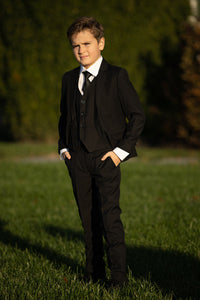 BLACKTIE "Liam" Kids Onyx Black Suit (5-Piece Set)