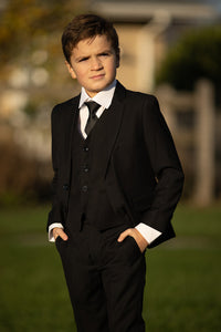 BLACKTIE "Liam" Kids Onyx Black Suit (5-Piece Set)