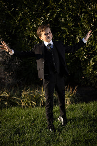 BLACKTIE "Liam" Kids Onyx Black Suit (5-Piece Set)