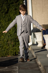 BLACKTIE "Liam" Kids Vintage Grey Suit (5-Piece Set)