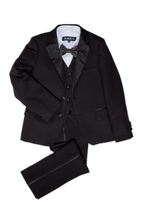 BLACKTIE "Kingston" Kids Onyx Black Tuxedo (5-Piece Set)