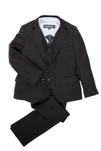 BLACKTIE "Liam" Kids Onyx Black Suit (5-Piece Set)