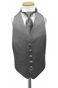 Cardi Charcoal Luxury Satin Kids Tuxedo Vest