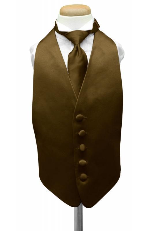 Cardi Chocolate Luxury Satin Kids Tuxedo Vest