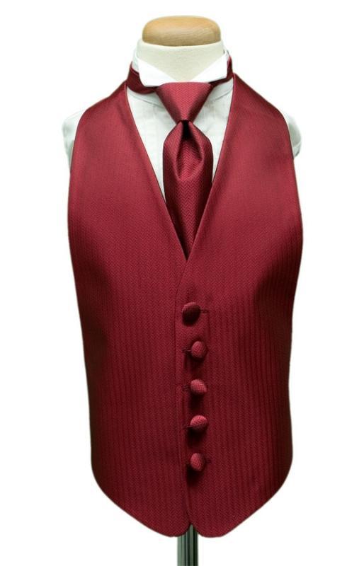 Claret Herringbone Tuxedo Vest