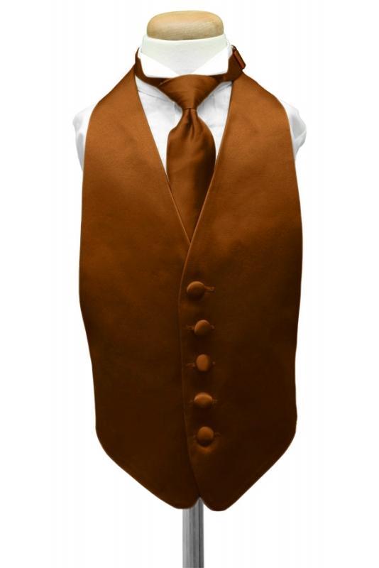 Cardi Cognac Luxury Satin Kids Tuxedo Vest