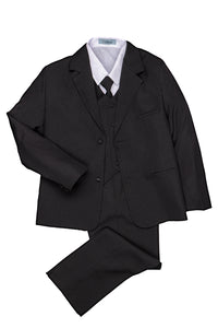 Little Tuxedos "Mason" Kids Black Suit (5-Piece Set)