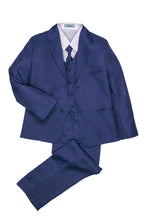 Load image into Gallery viewer, Little Tuxedos &quot;Mason&quot; Kids Indigo Suit (5-Piece Set)
