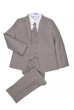 Load image into Gallery viewer, Little Tuxedos &quot;Mason&quot; Kids Medium Grey Suit (5-Piece Set)