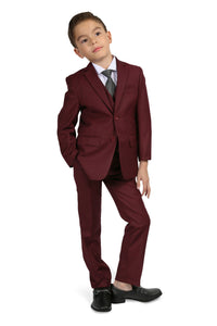 Ferrecci 2 Boys "Jax" Kids Burgundy Suit 5-Piece Set