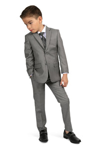 Ferrecci 2 Boys "Jax" Kids Light Grey Suit 5-Piece Set