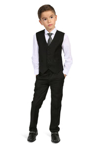 Ferrecci "Bronson JR" Kids Black Tuxedo 5-Piece Set