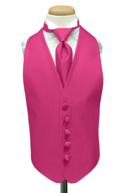 Cardi Fuchsia Herringbone Kids Tuxedo Vest