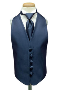 Cardi Haze Blue Herringbone Kids Tuxedo Vest