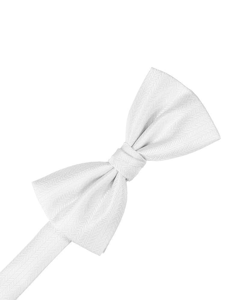 Cardi White Herringbone Kids Bow Tie