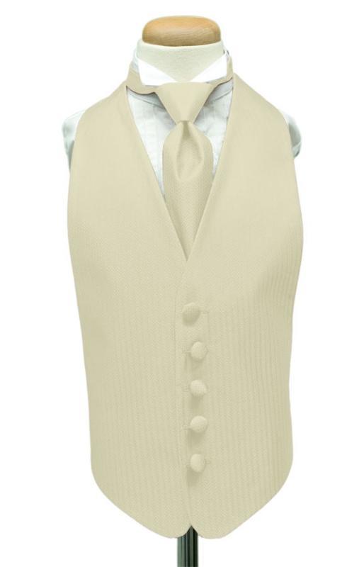 Cardi Ivory Herringbone Kids Tuxedo Vest