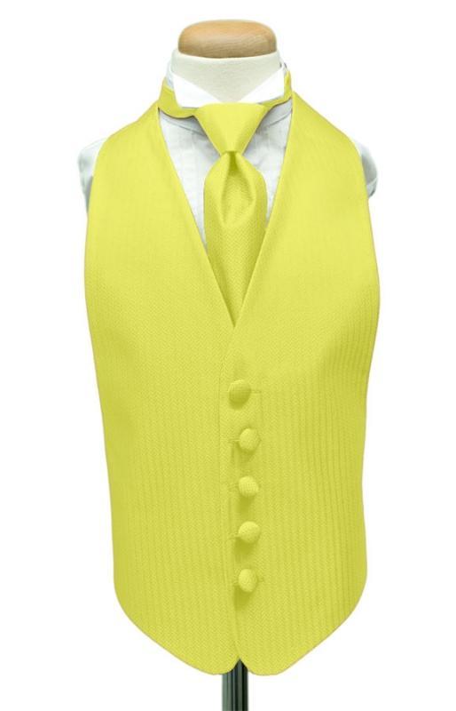 Cardi Lemon Herringbone Kids Tuxedo Vest