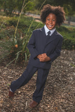 Load image into Gallery viewer, Little Tuxedos &quot;Mason&quot; Kids Navy Suit (5-Piece Set)