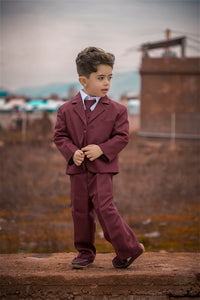 Peanut Butter Collection "Joey" Kids Burgundy Suit 5-Piece Set