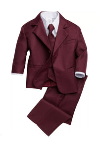 Peanut Butter Collection "Joey" Kids Burgundy Suit 5-Piece Set