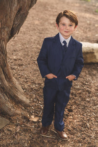 Little Tuxedos "Mason" Kids Indigo Suit (5-Piece Set)