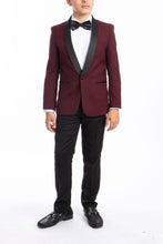 Load image into Gallery viewer, Perry Ellis &quot;Trent&quot; Perry Ellis Kids Burgundy 5-Piece Tuxedo