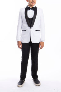 Perry Ellis "Trent" Perry Ellis Kids White 5-Piece Tuxedo